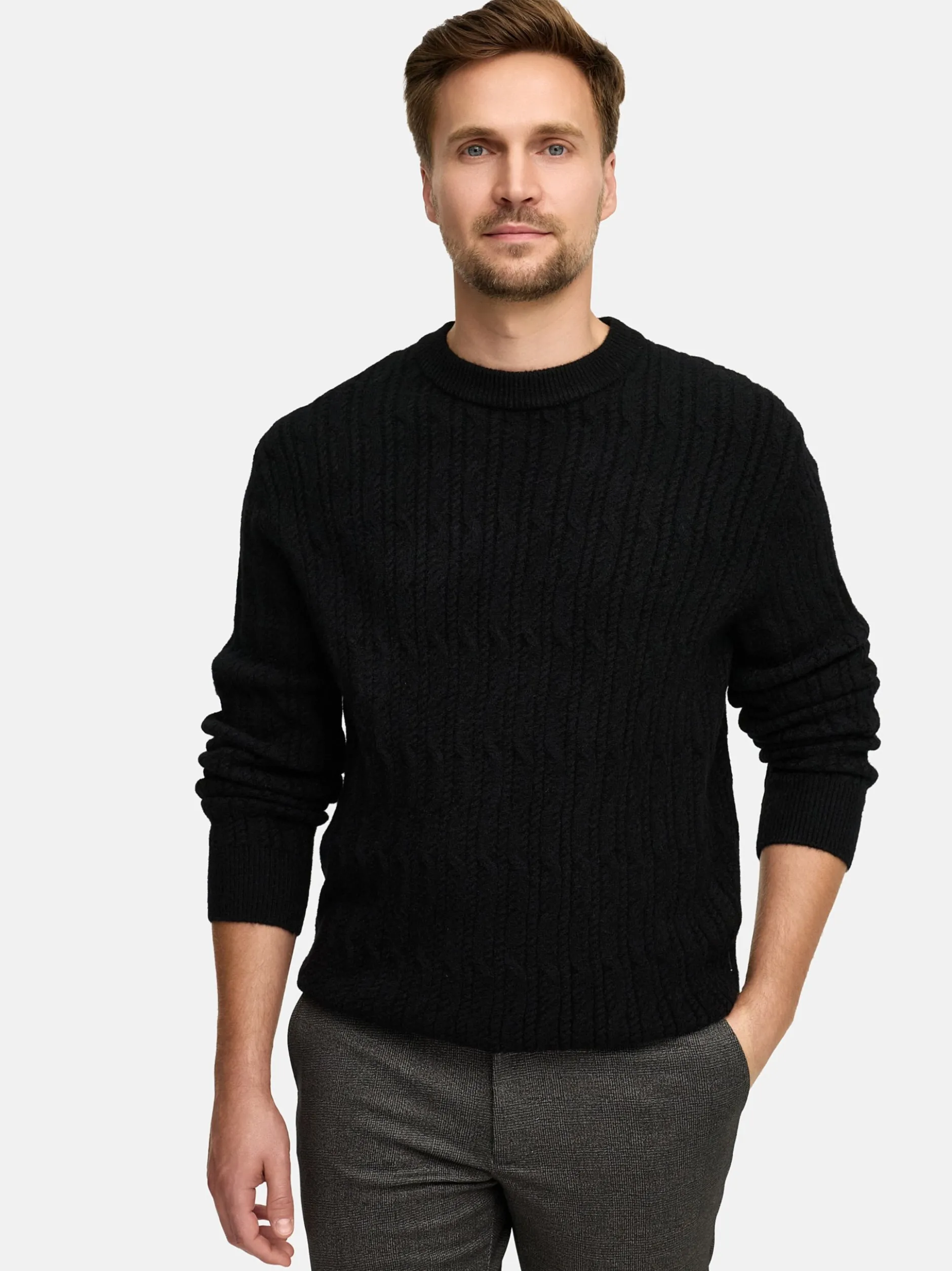 Jeff Herren Strickpullover - JFMicah crew neck in schwarz