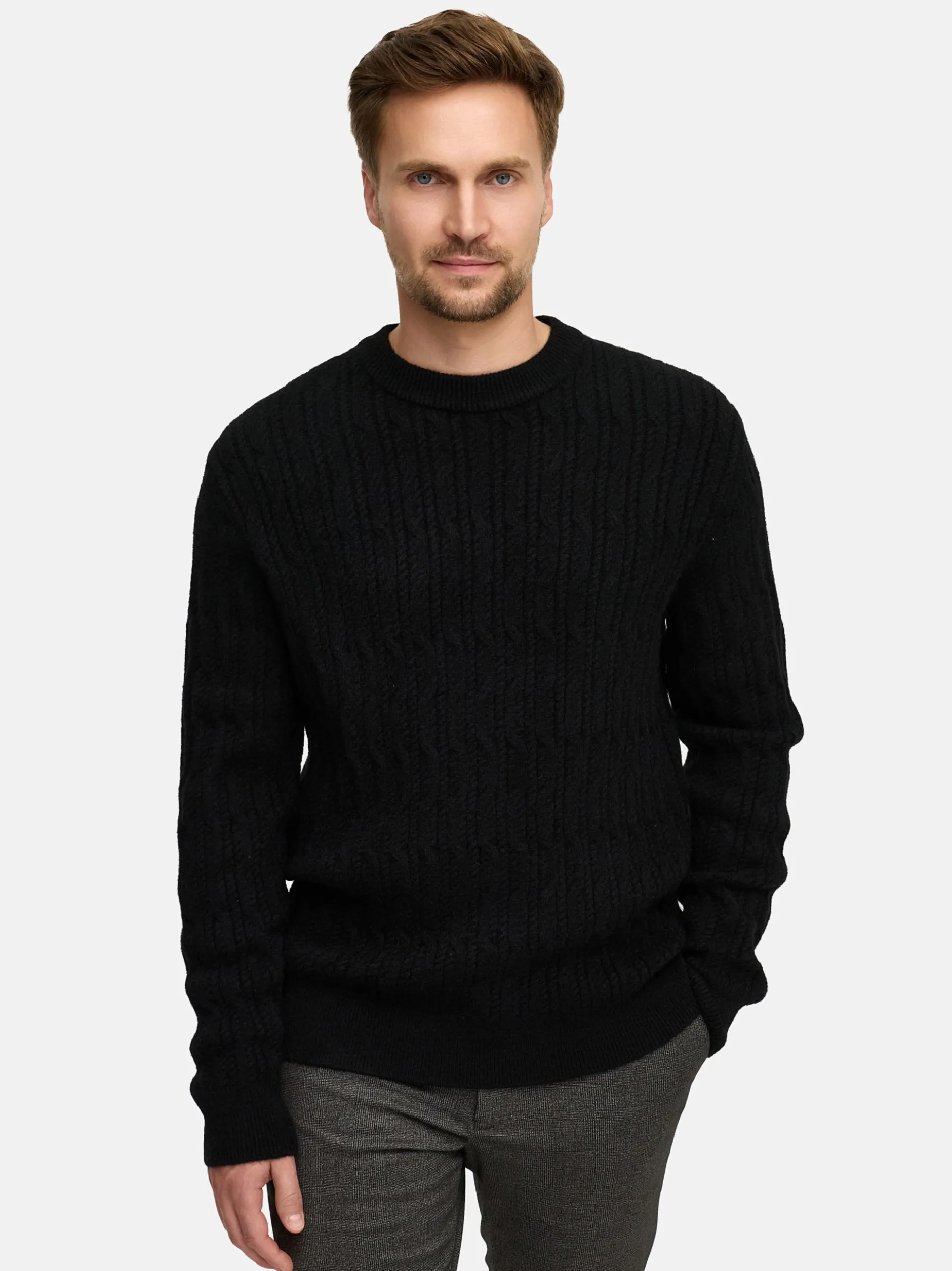Jeff Herren Strickpullover - JFMicah crew neck in schwarz