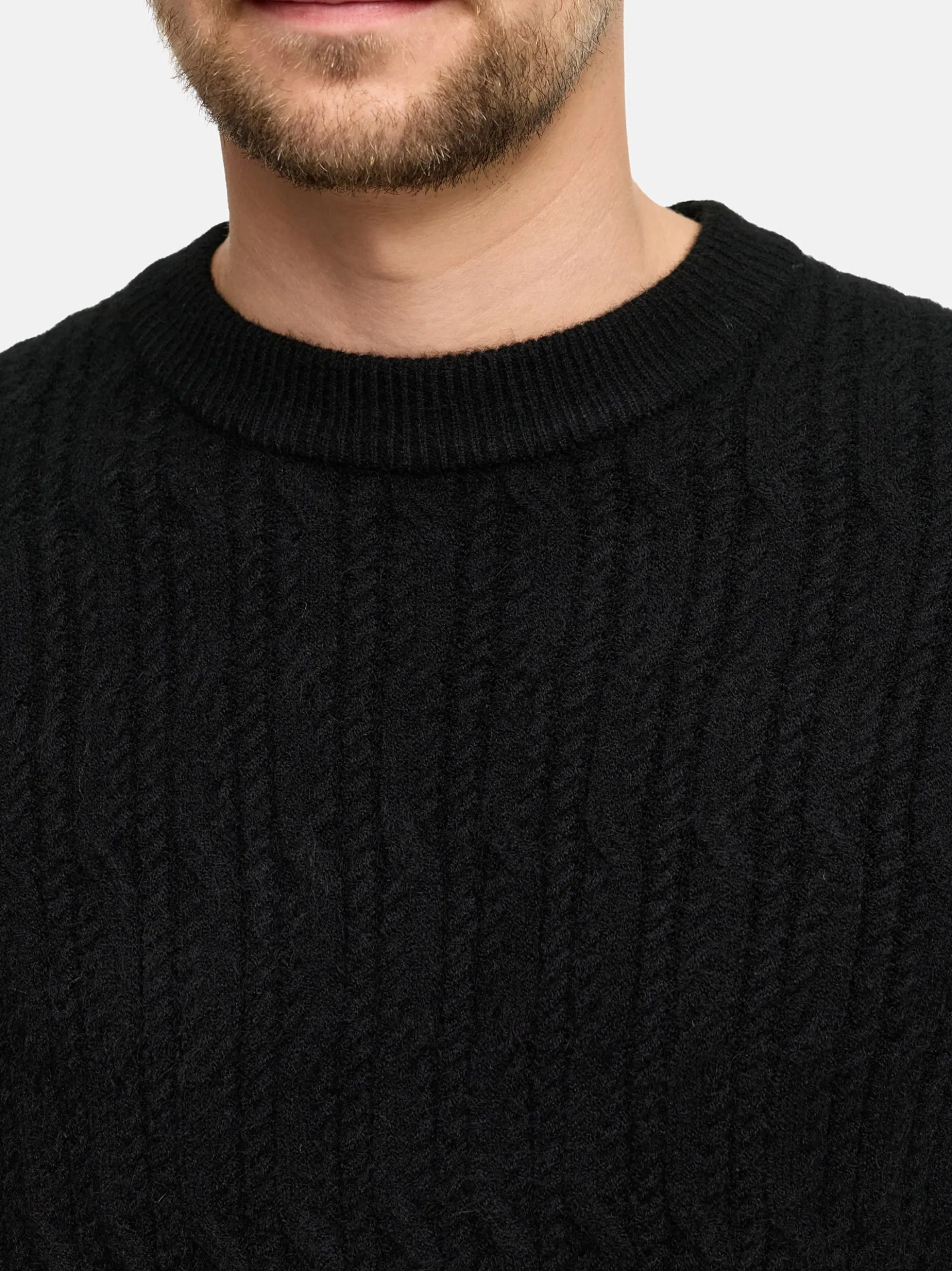 Jeff Herren Strickpullover - JFMicah crew neck in schwarz