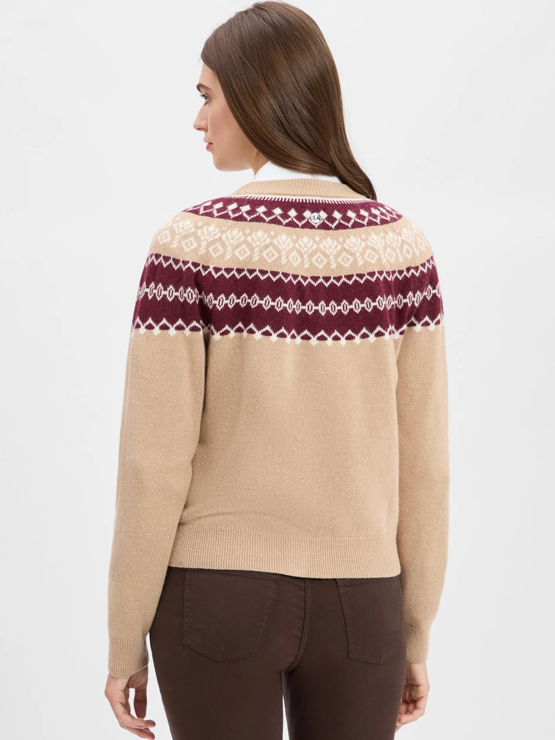 JOOP! Damen Strickjacke mit Cashmere-Anteil - Kloda in beige aubergine