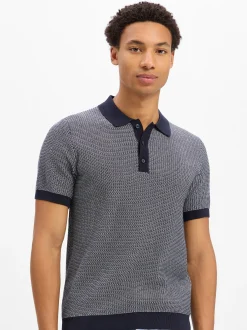 JOOP! Herren Strick-Poloshirt - Brianoro in marine weiß