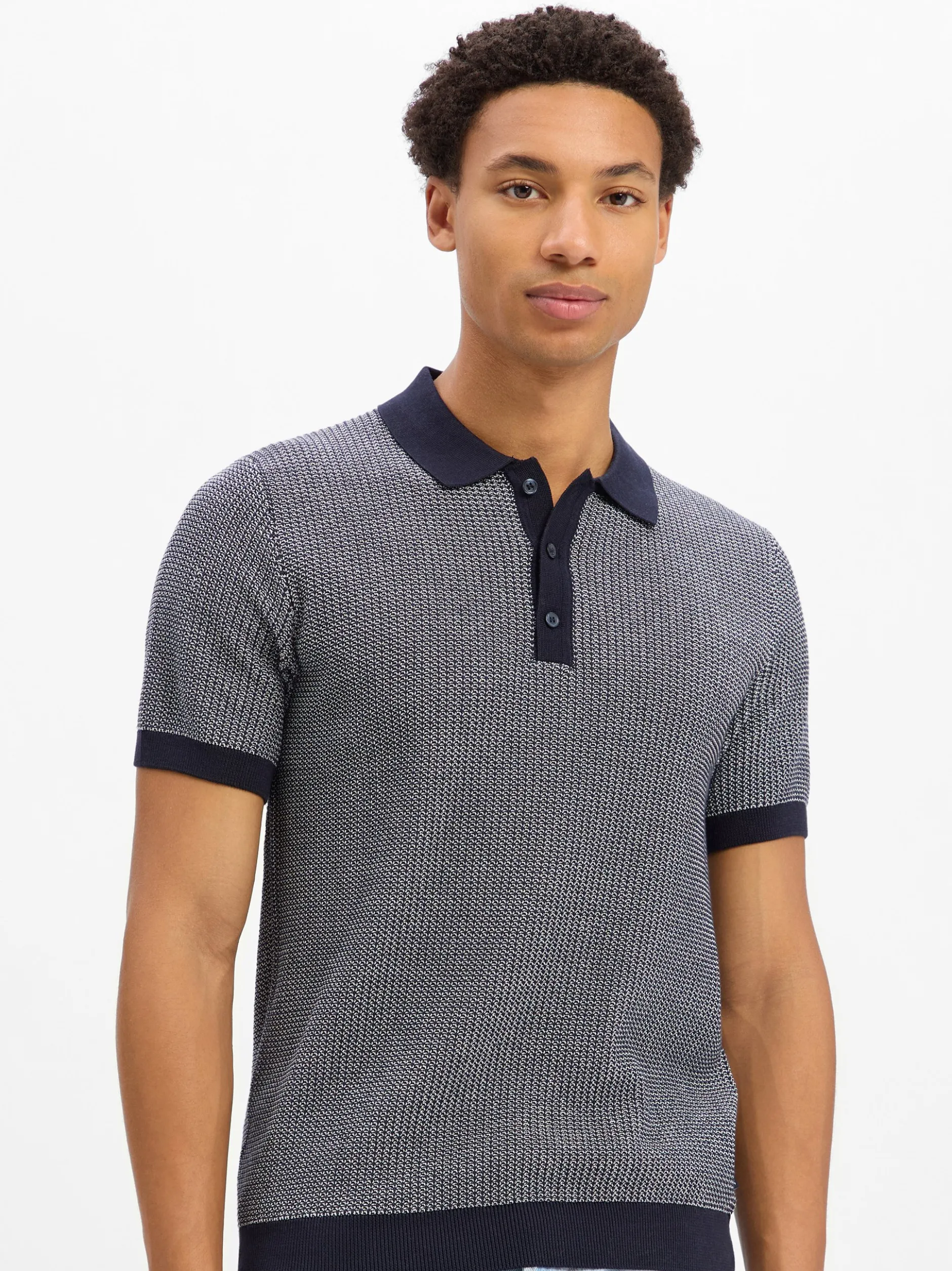 JOOP! Herren Strick-Poloshirt - Brianoro in marine weiß