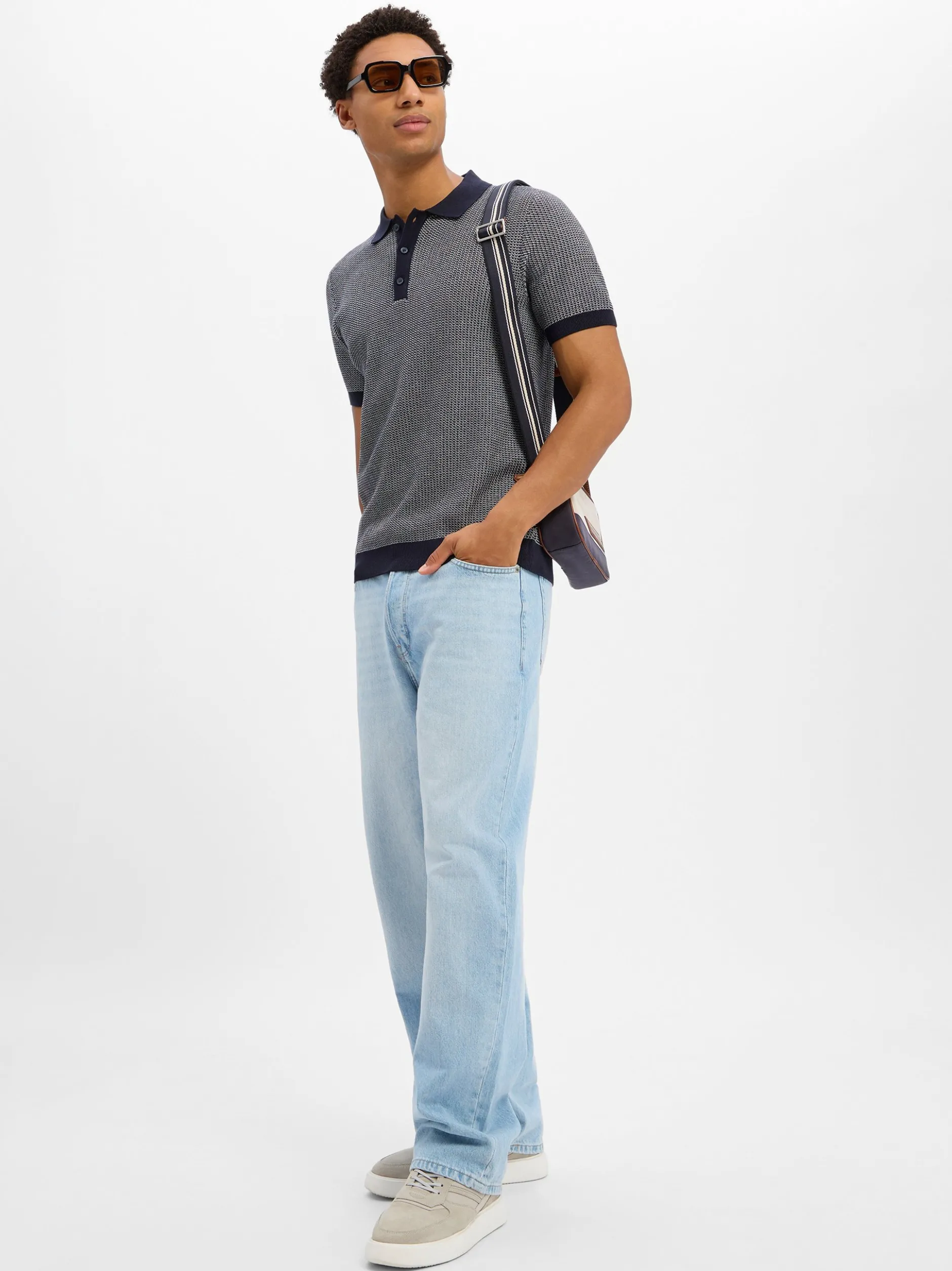 JOOP! Herren Strick-Poloshirt - Brianoro in marine weiß