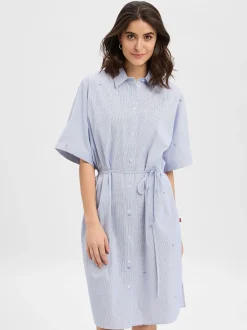 Joop Jeans Damen Blusenkleid - Davinia in blau weiß
