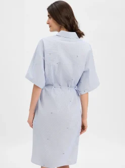 Joop Jeans Damen Blusenkleid - Davinia in blau weiß