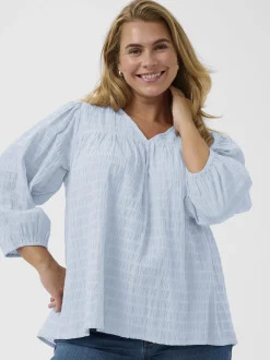 Kaffe Curve Damen Bluse KCmaisie in hellblau