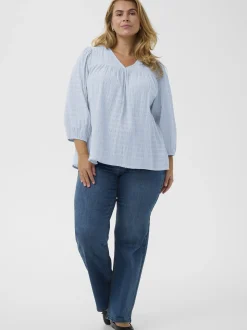 Kaffe Curve Damen Bluse KCmaisie in hellblau