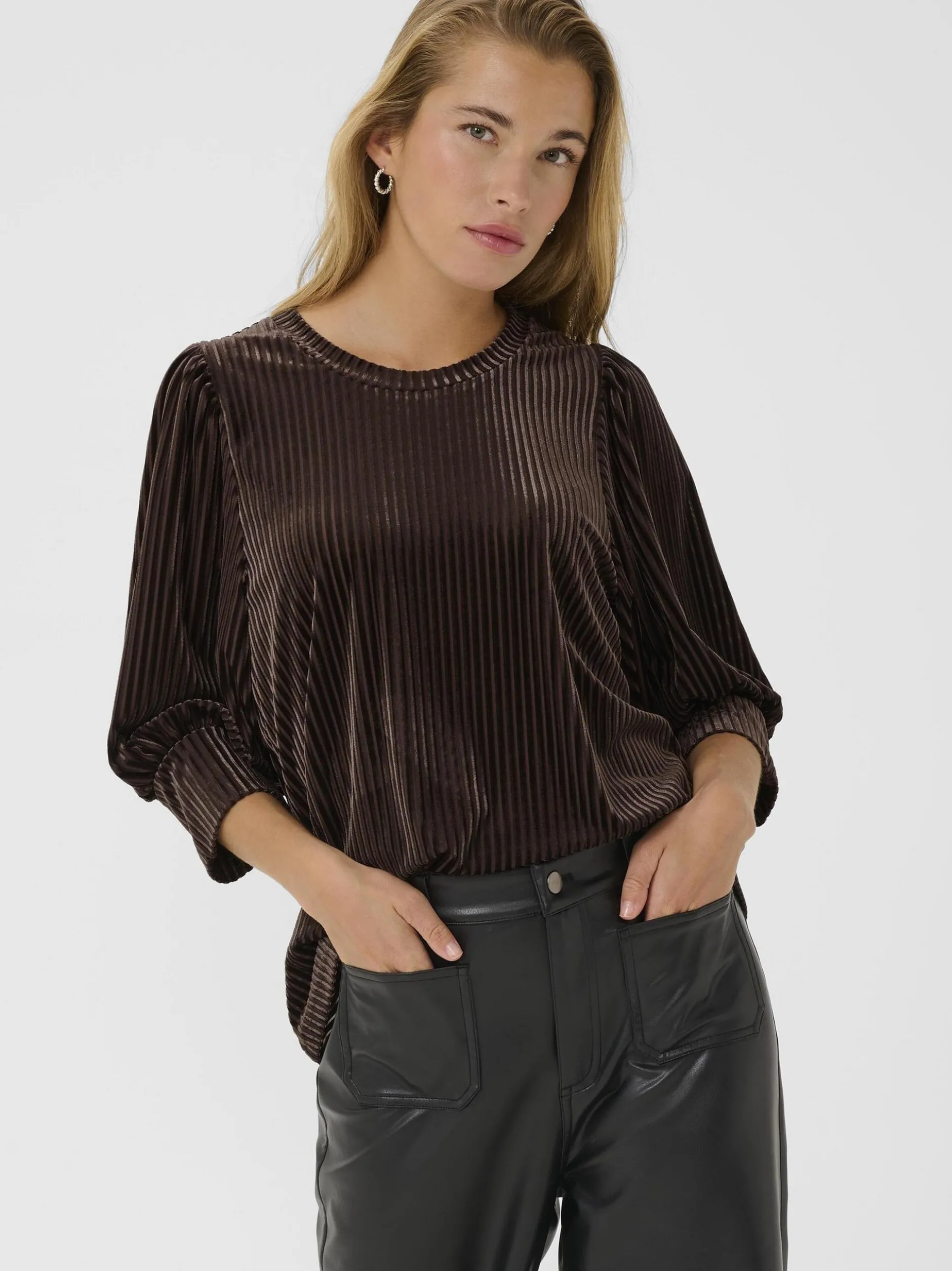 Kaffe Damen Bluse langarm KAcaca in mocca