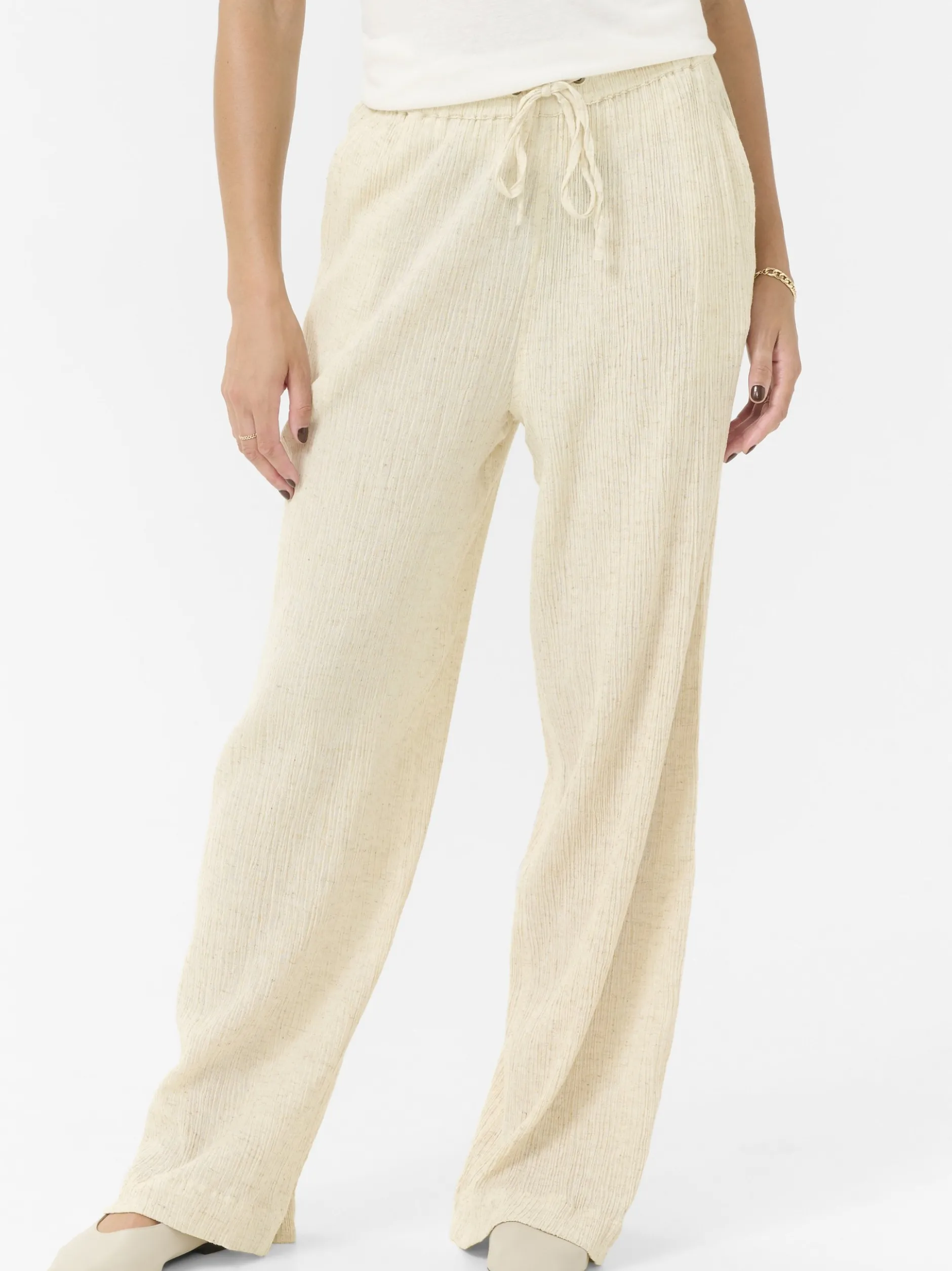 Kaffe Damen Casual Hose KAgitte Elastische Taille in kitt