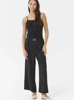 Kaffe Damen Casual Hose KAillis Hohe Taille in schwarz