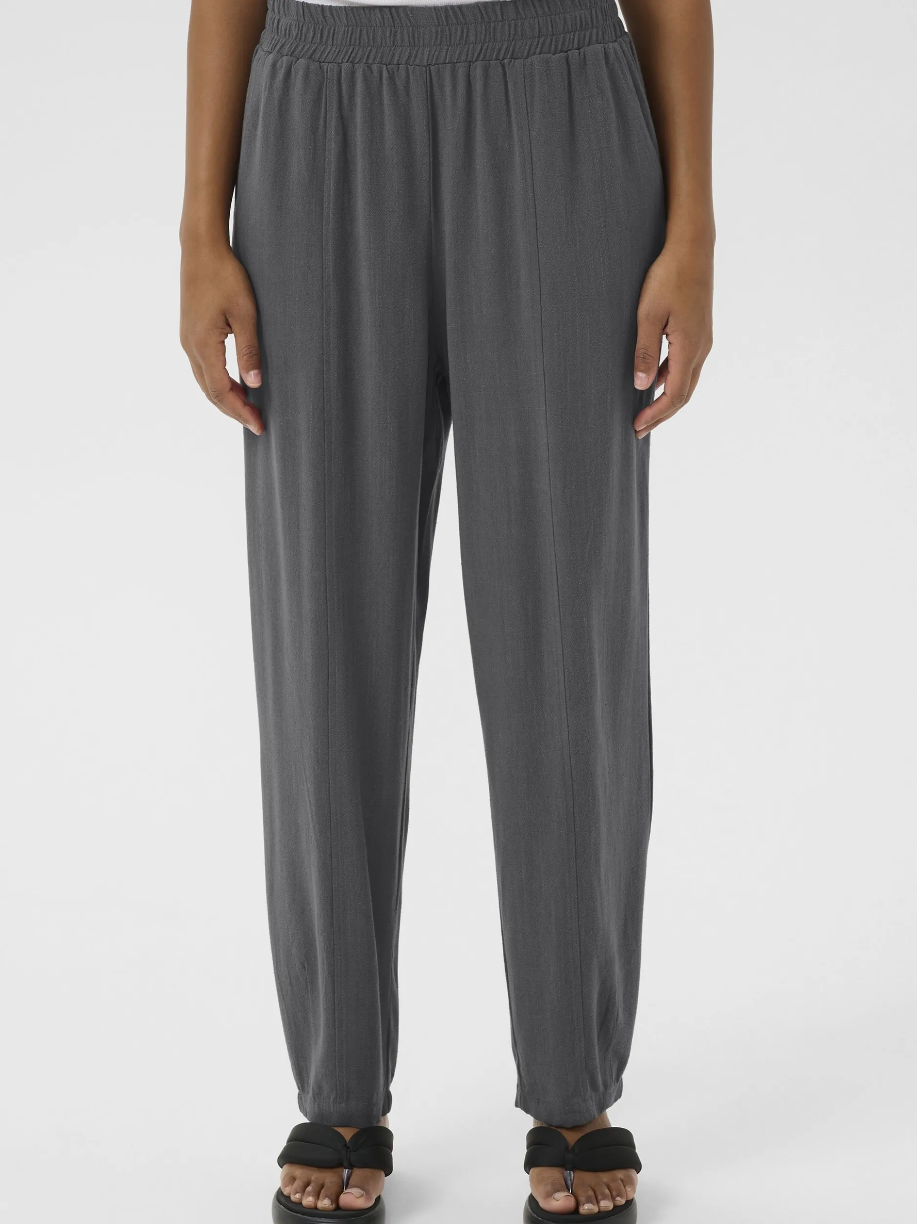 Kaffe Damen Casual Hose KAliny Hohe Taille in anthrazit