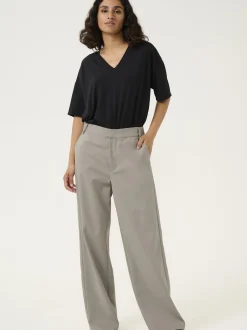 Kaffe Damen Casual Hose KAloraine Hohe Taille in grau