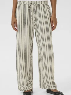 Kaffe Damen Casual Hose KAmilia Elastische Taille in sand schwarz