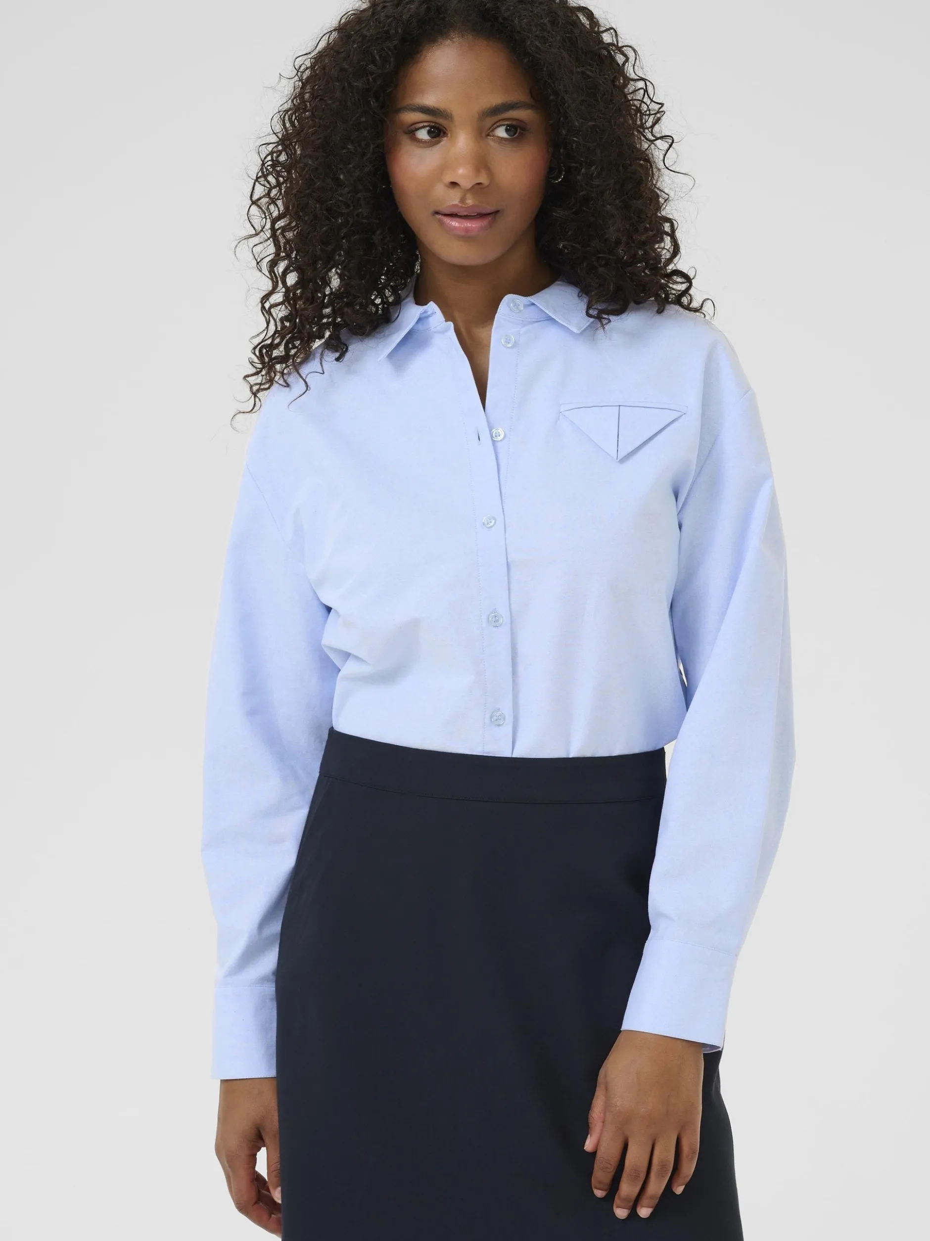 Kaffe Damen Hemdbluse KAosita in blau
