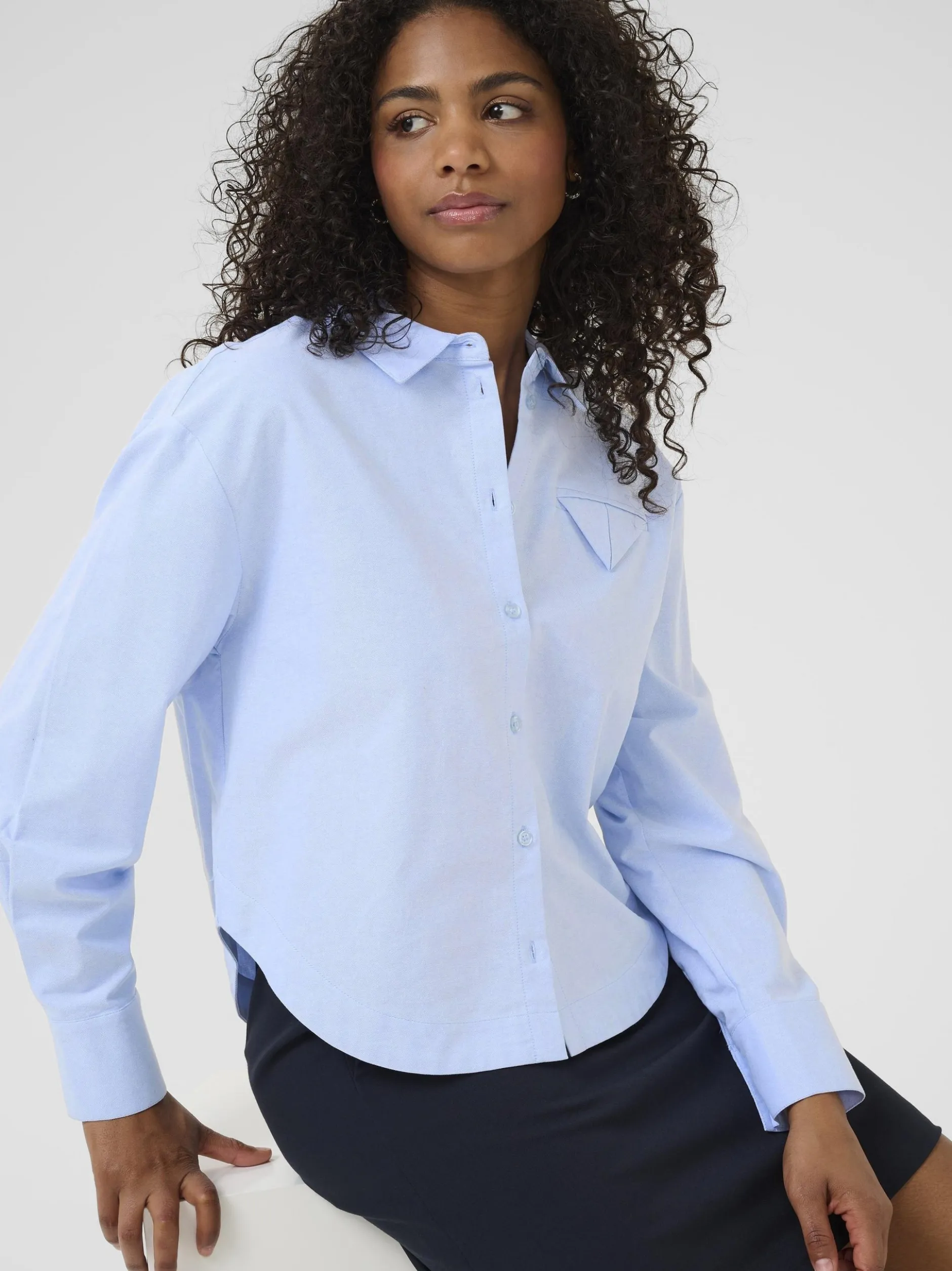 Kaffe Damen Hemdbluse KAosita in blau