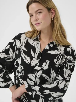 Kaffe Damen Hemdblusenkleid KAhildur in schwarz