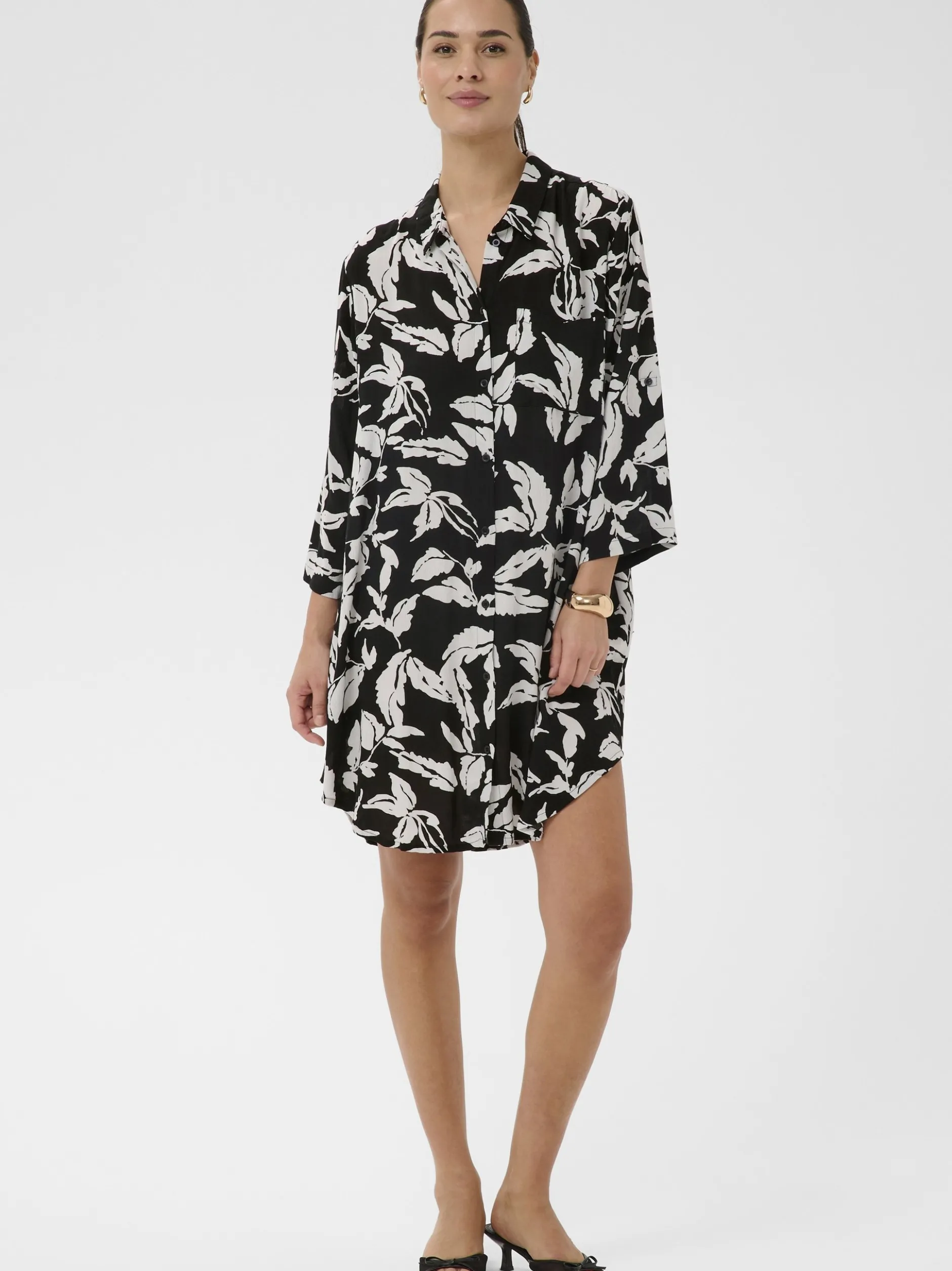 Kaffe Damen Hemdblusenkleid KAhildur in schwarz