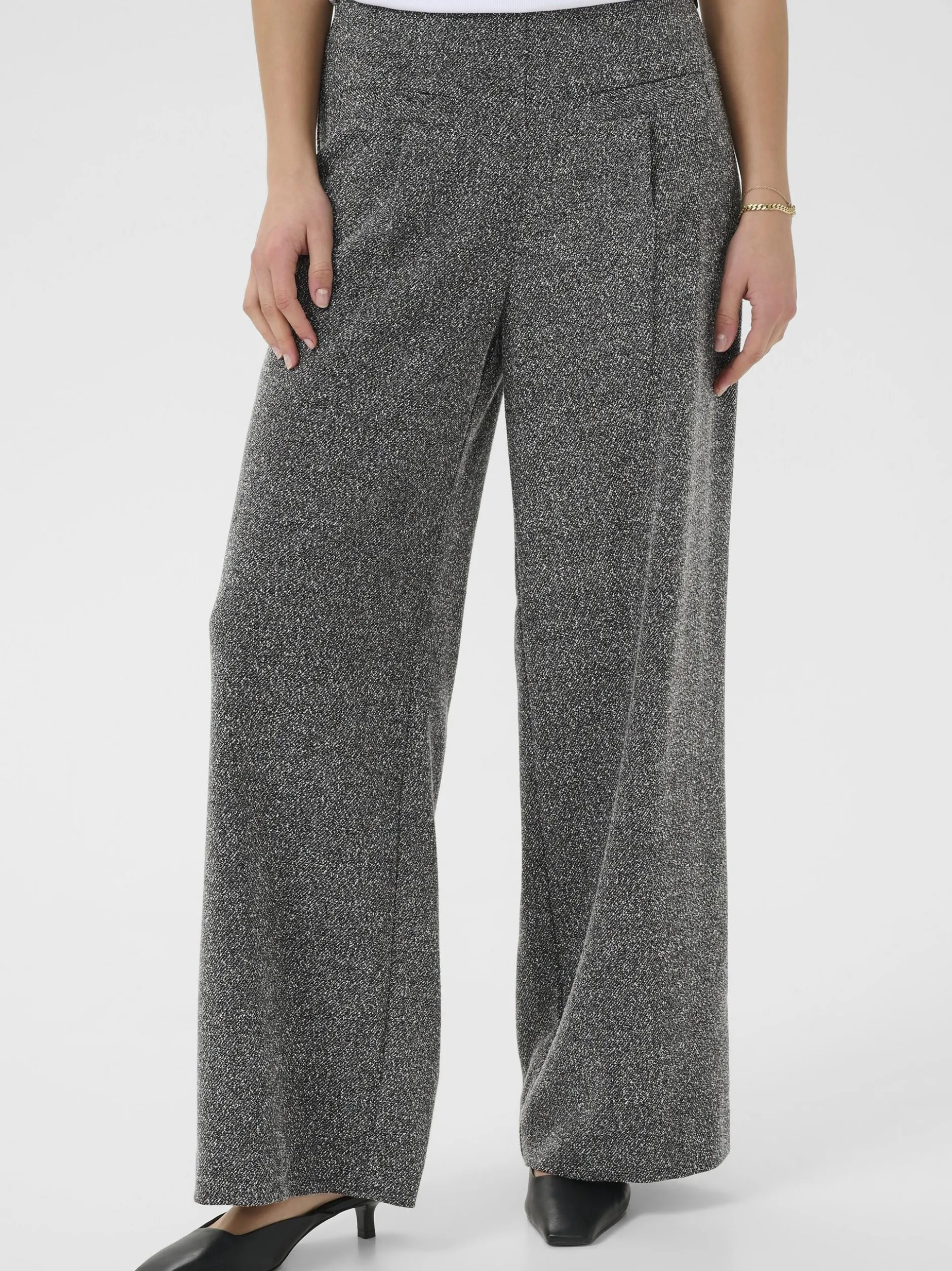 Kaffe Damen Hose KAalba Hohe Taille in anthrazit