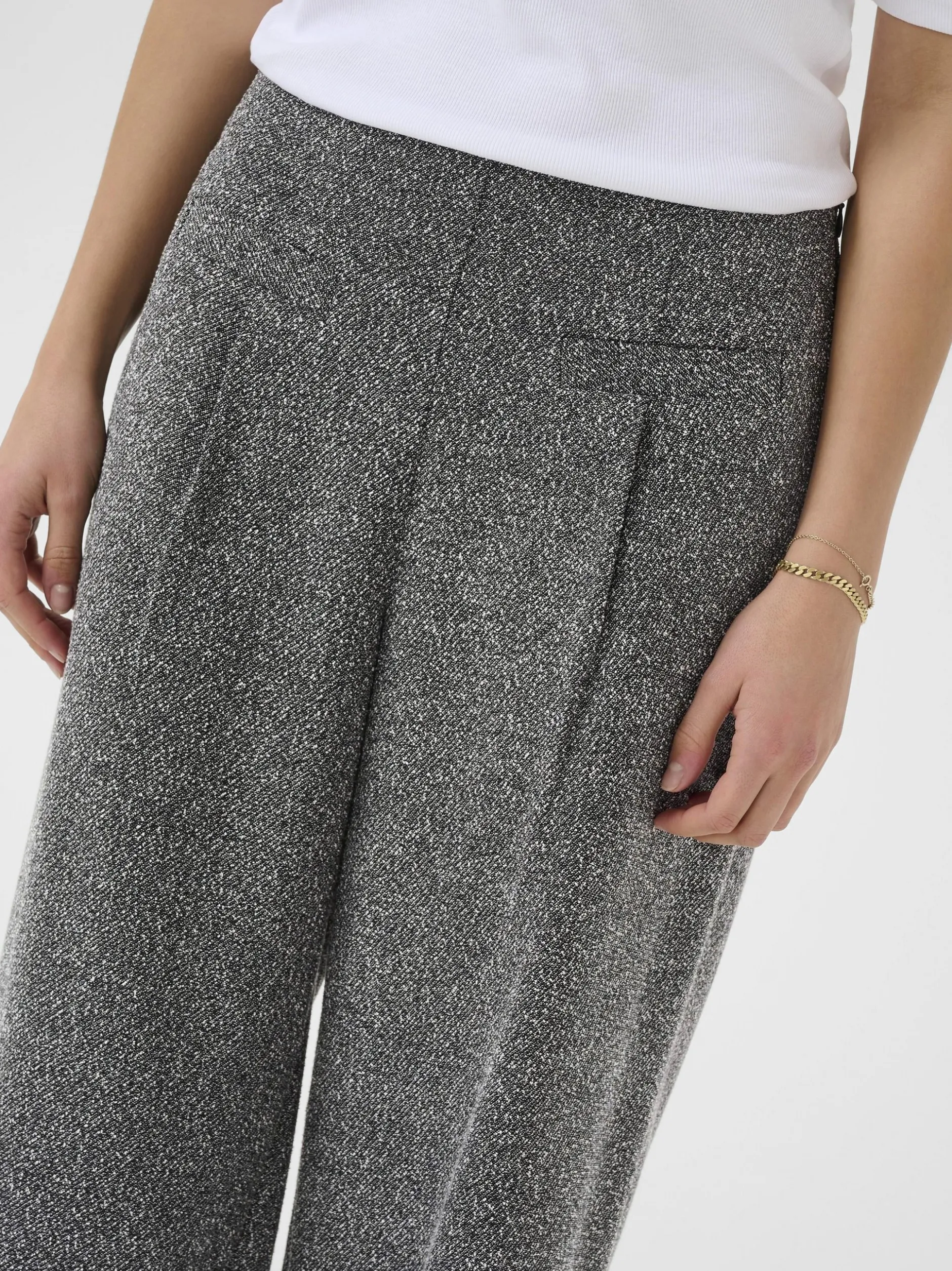 Kaffe Damen Hose KAalba Hohe Taille in anthrazit