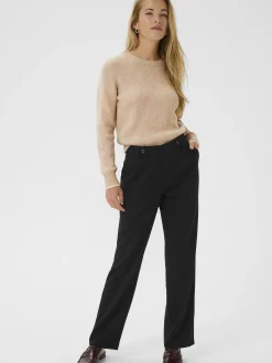 Kaffe Damen Hose KAmerle Hohe Taille in schwarz