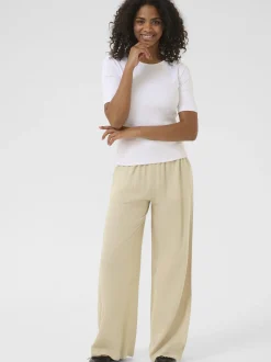 Kaffe Damen Hose KAmilia Hohe Taille in beige