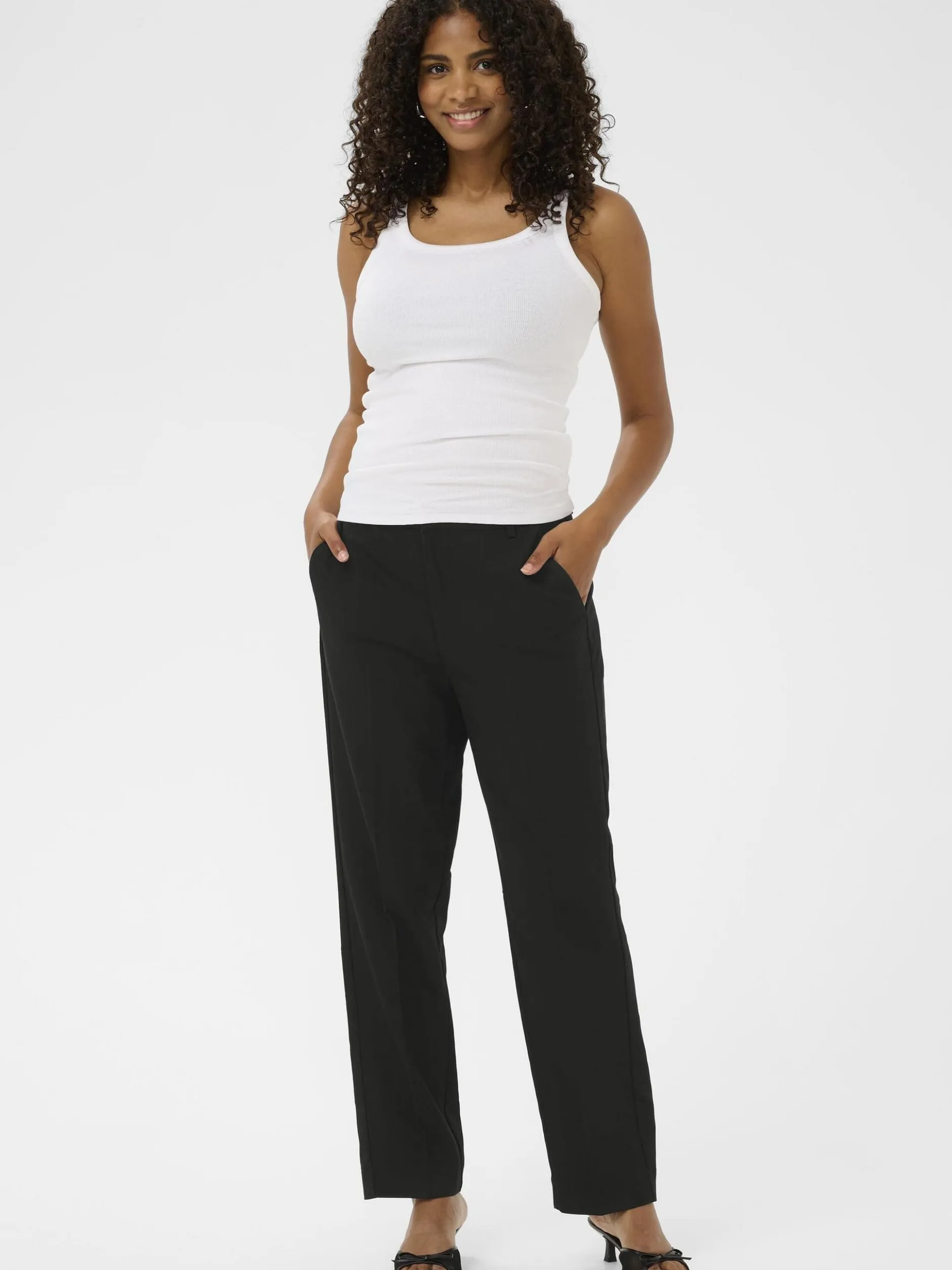 Kaffe Damen Hose KAsakura Hohe Taille in schwarz