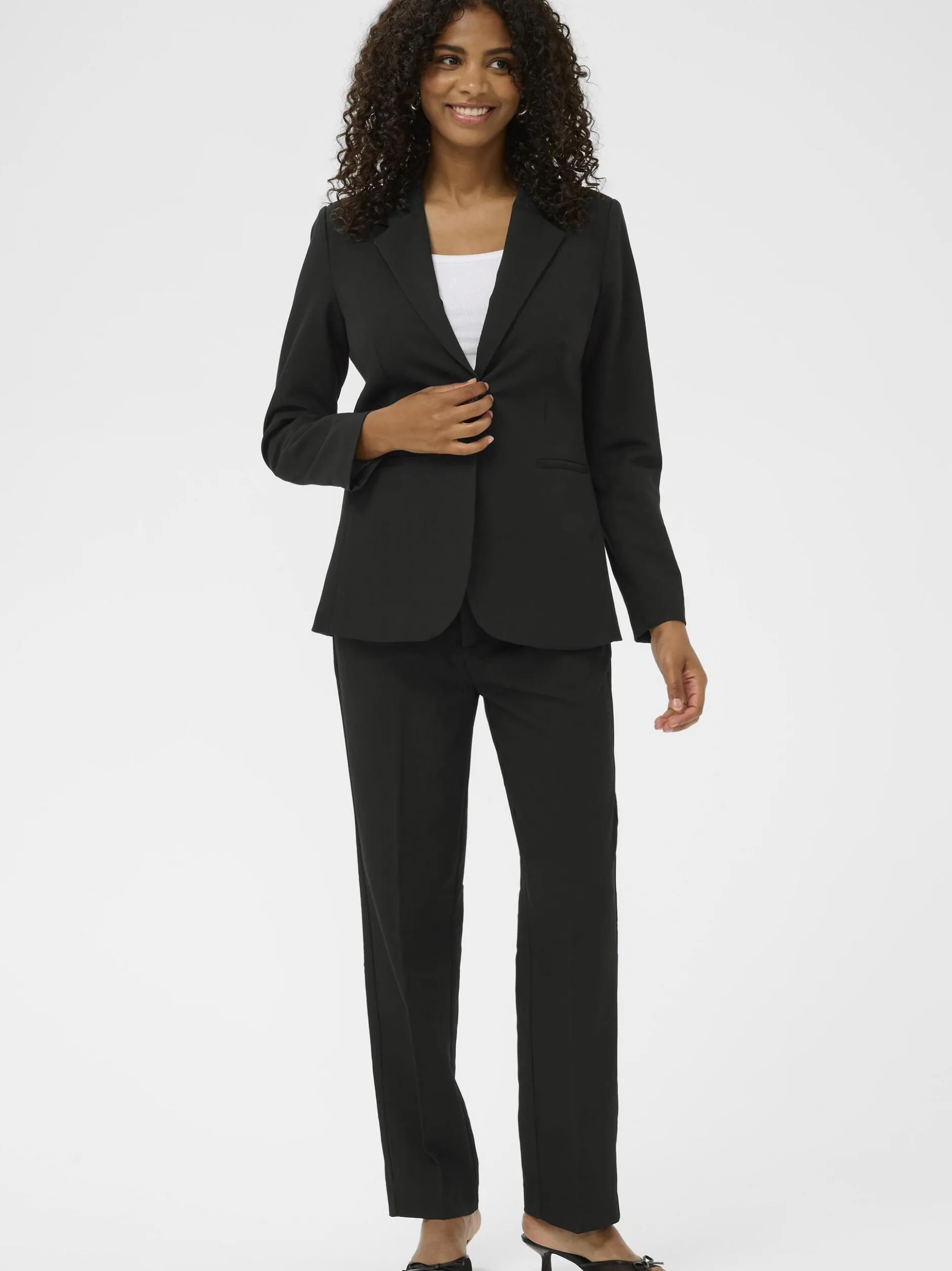 Kaffe Damen Hose KAsakura Hohe Taille in schwarz
