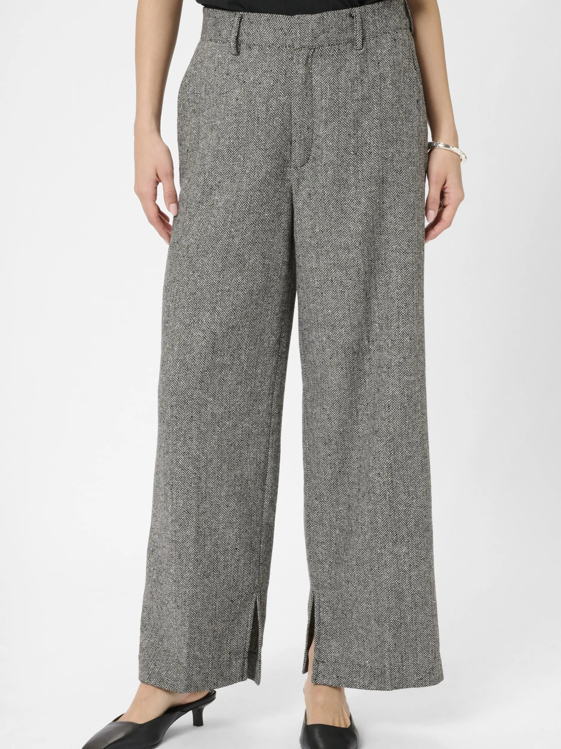 Kaffe Damen Hose KAthilda Hohe Taille in schwarz