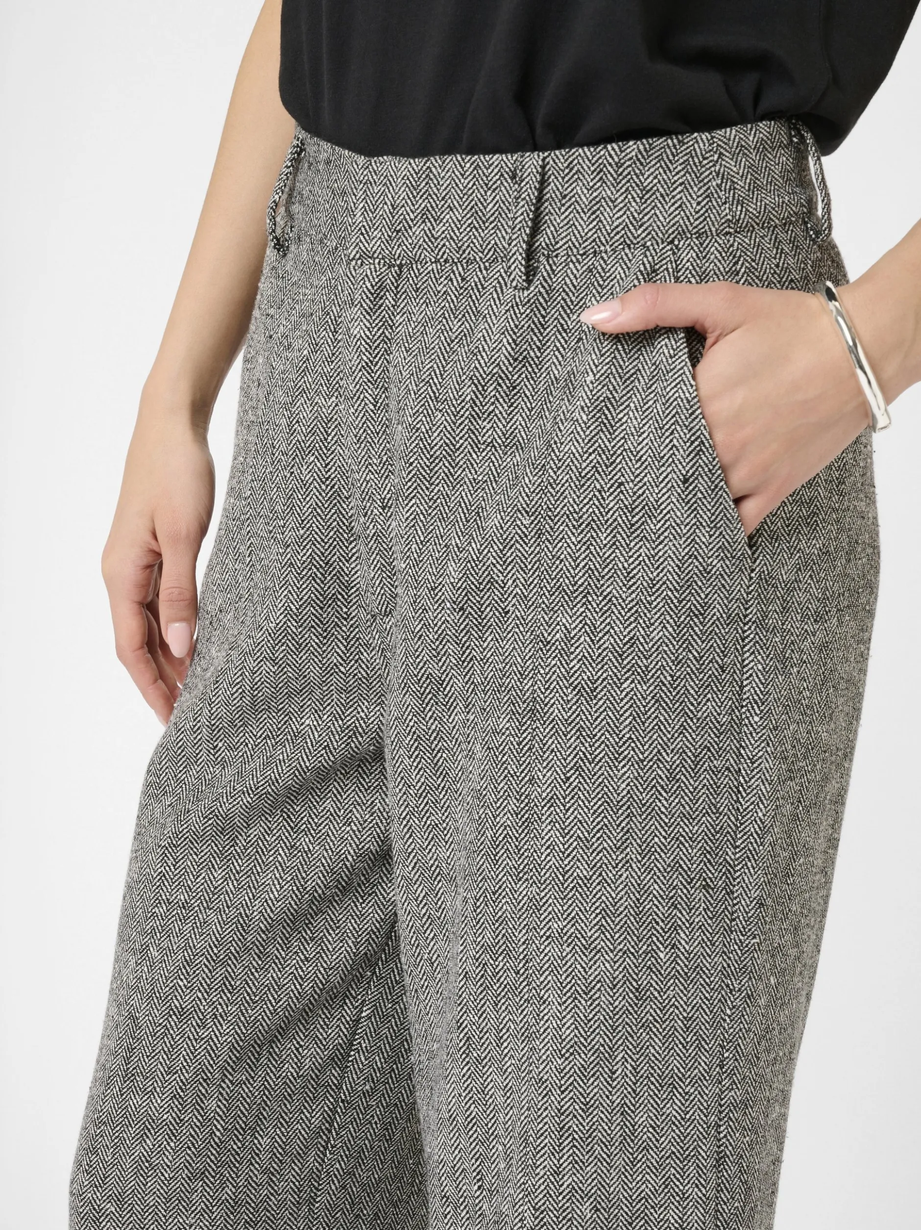 Kaffe Damen Hose KAthilda Hohe Taille in schwarz