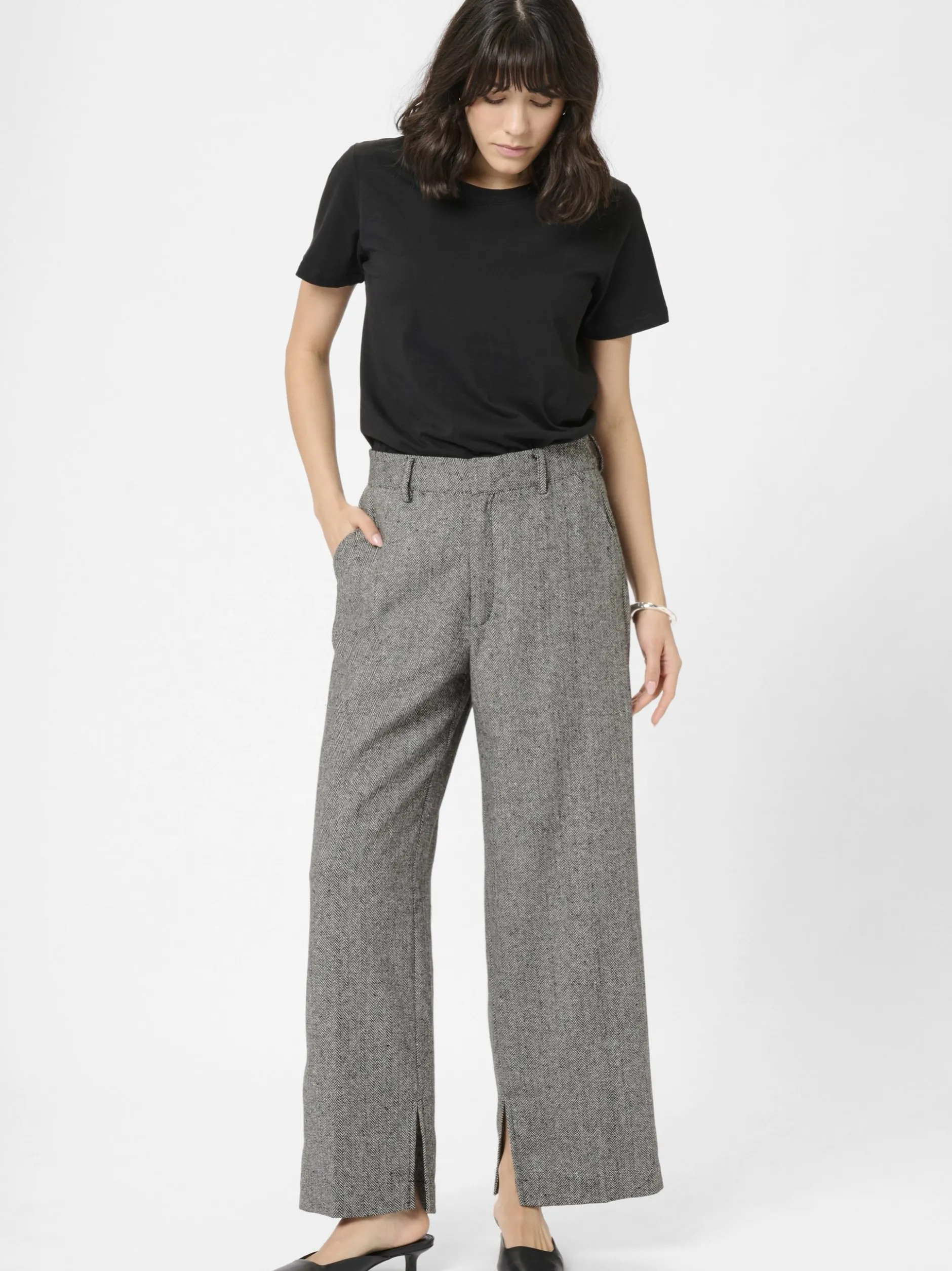 Kaffe Damen Hose KAthilda Hohe Taille in schwarz