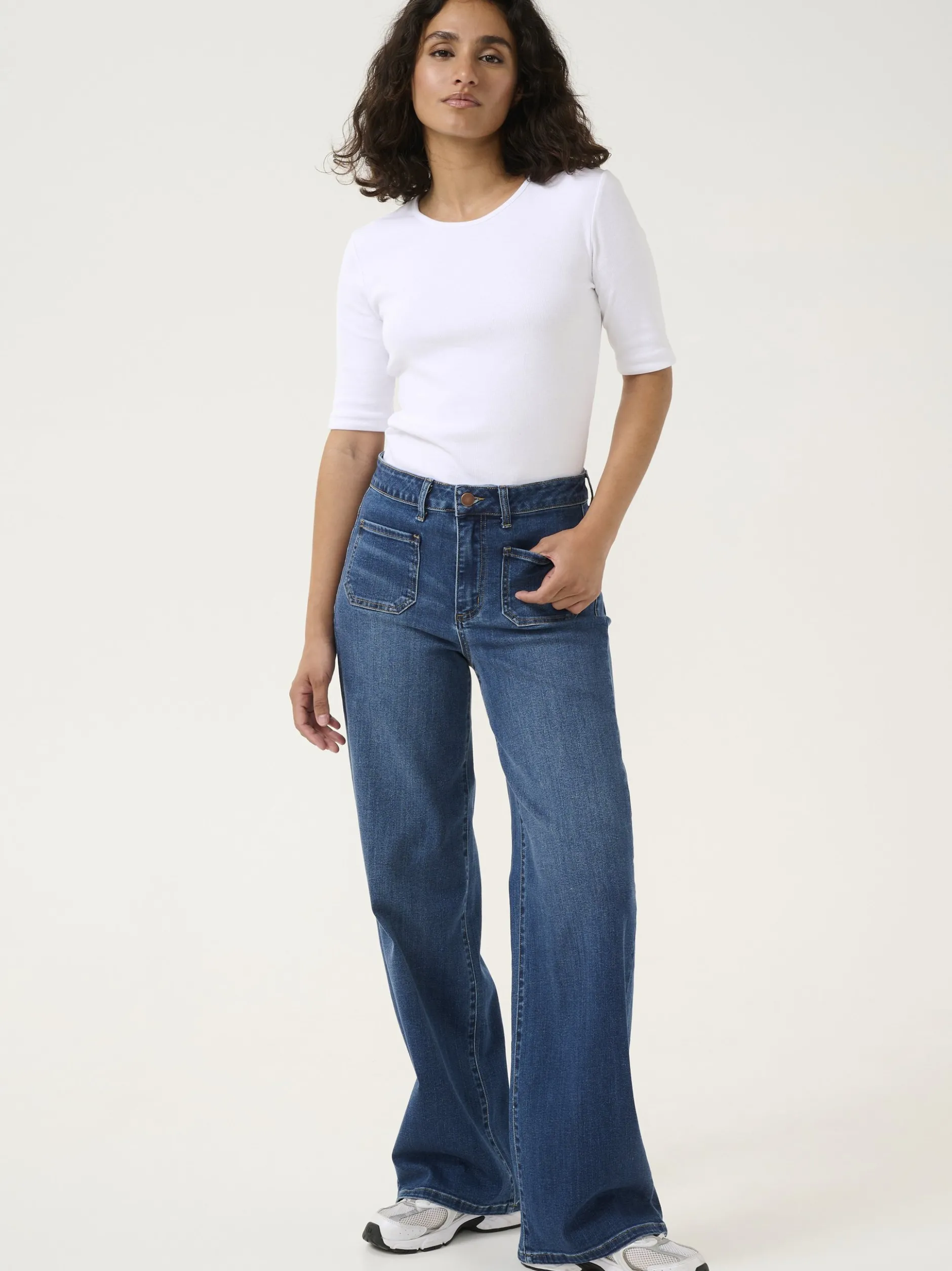 Kaffe Damen Jeans KAkarla Hohe Taille in blau