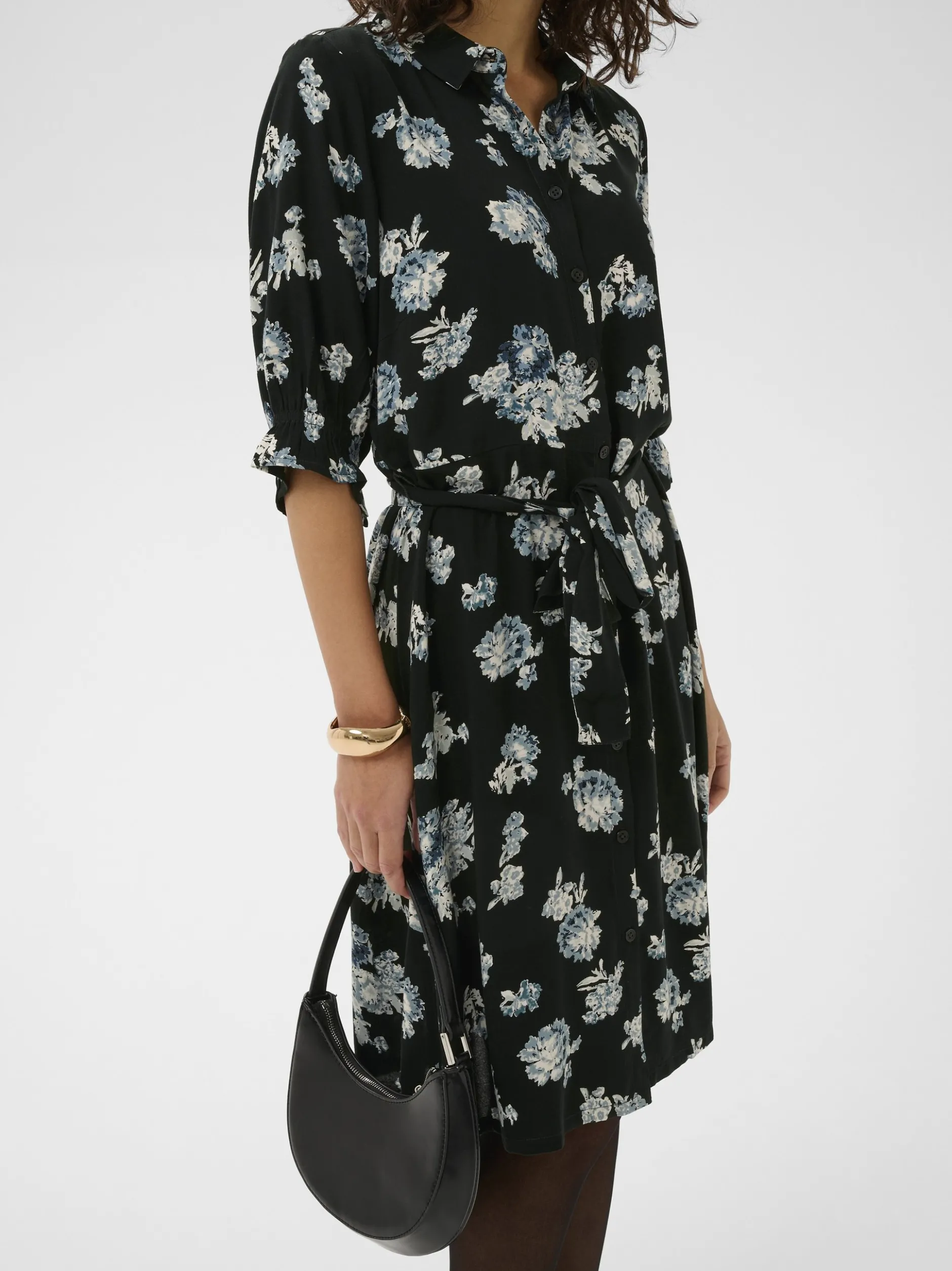 Kaffe Damen Kleid KAdina in schwarz weiß