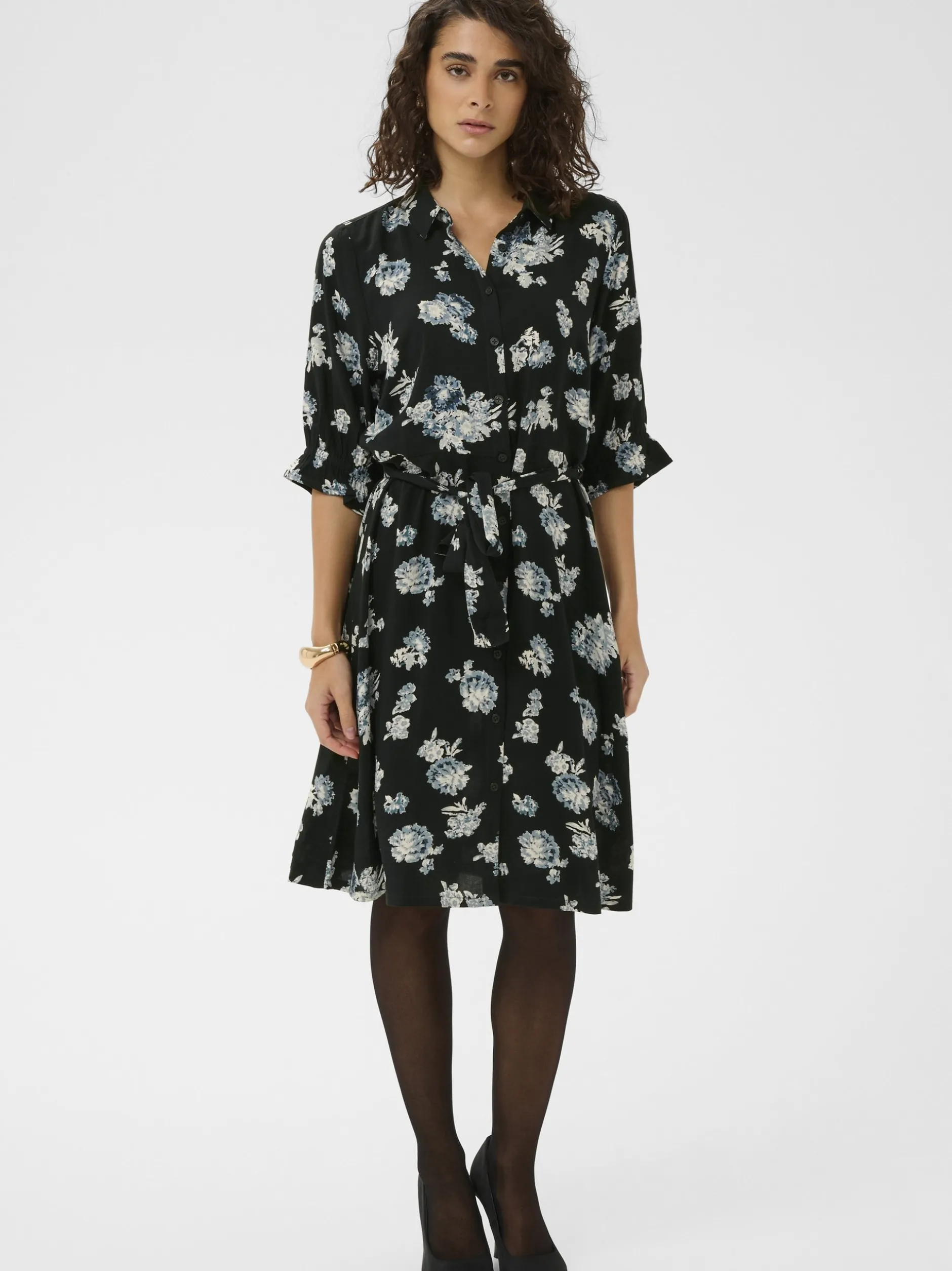 Kaffe Damen Kleid KAdina in schwarz weiß