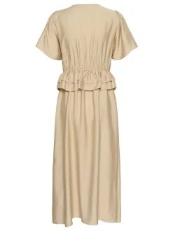 Kaffe Damen Kleid KAjasmin Elastische Taille in beige