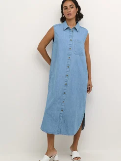 Kaffe Damen Kleid KAlouise in blau
