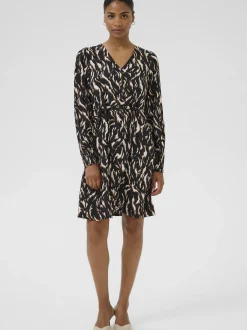 Kaffe Damen Kleid KAmille Elastische Taille in schwarz