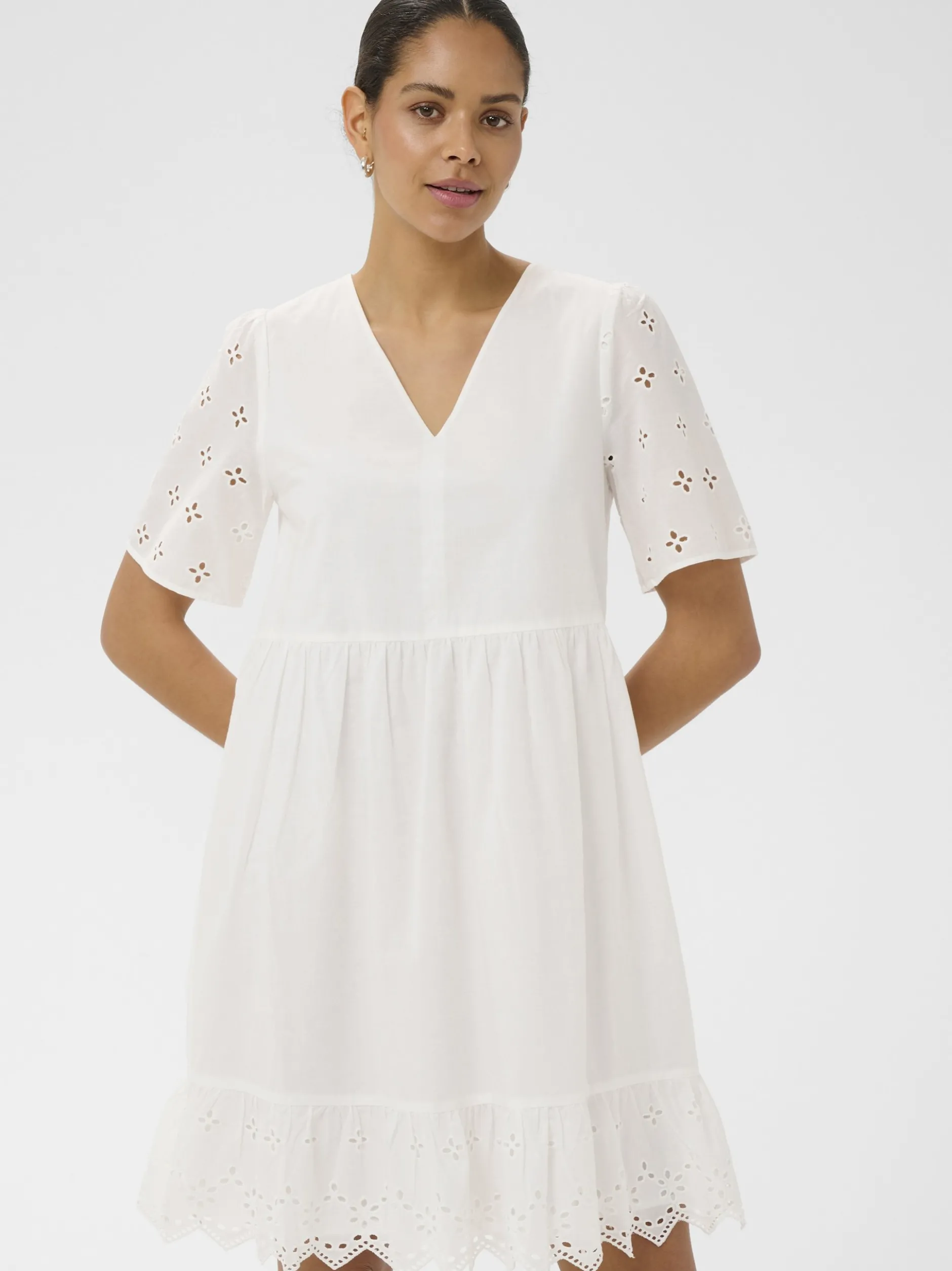 Kaffe Damen Kleid KAmolly in weiß