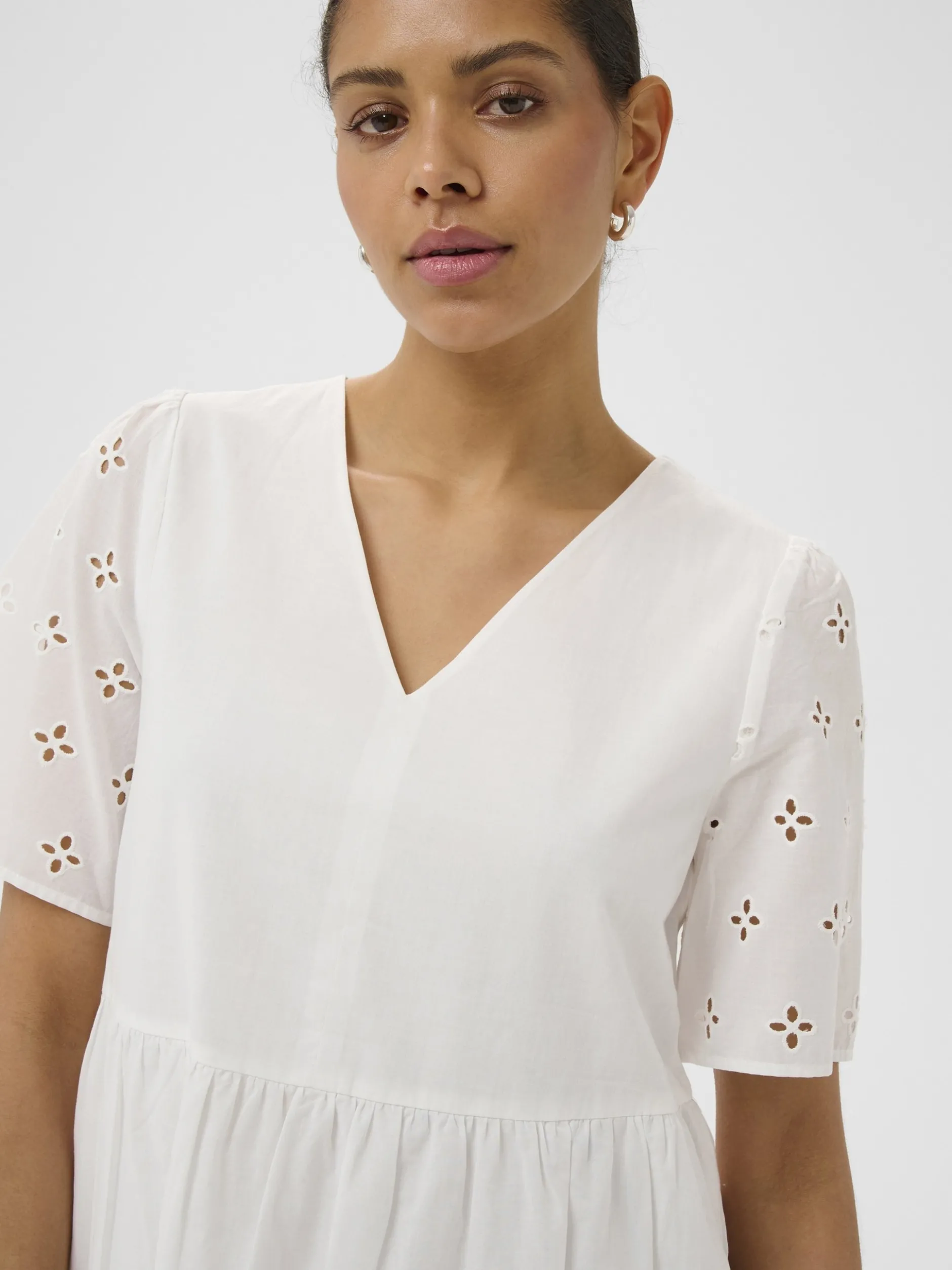 Kaffe Damen Kleid KAmolly in weiß