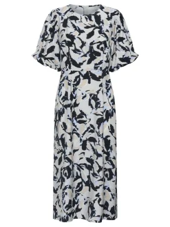 Kaffe Damen Kleid KApaco in hellgrau schwarz