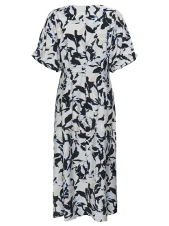 Kaffe Damen Kleid KApaco in hellgrau schwarz