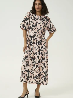 Kaffe Damen Kleid KApaco in sand mehrfarbig