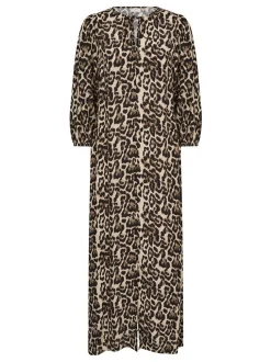 Kaffe Damen Kleid KApedra Elastische Taille in beige schwarz