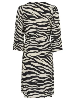 Kaffe Damen Kleid KApedra Elastische Taille in schwarz ecru