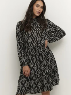 Kaffe Damen Kleid - KArikka in schwarz weiß