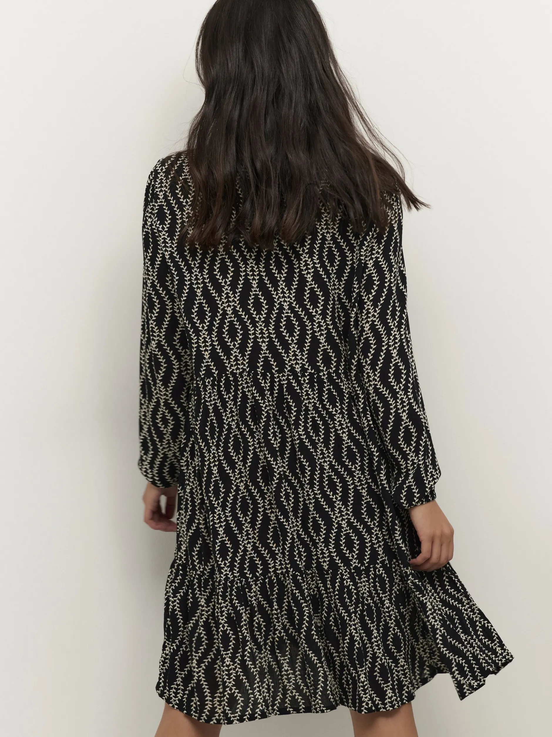 Kaffe Damen Kleid - KArikka in schwarz weiß