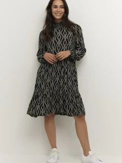 Kaffe Damen Kleid - KArikka in schwarz weiß