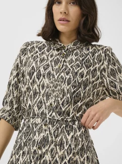 Kaffe Damen Kleid KAveronica in beige schwarz
