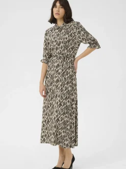 Kaffe Damen Kleid KAveronica in beige schwarz