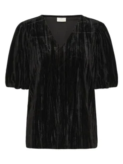 Kaffe Damen Kurzarm-Bluse KAelva in schwarz