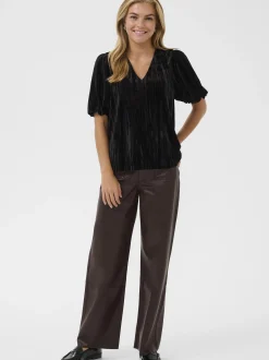 Kaffe Damen Kurzarm-Bluse KAelva in schwarz